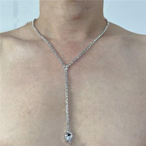 Bling Zircon Long Tassel Necklace For Women Sexy Crystal Punk Pendant Y Shape Statement Clavicle Chain Bridal Wedding Jewelry