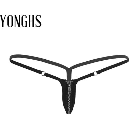 Womens Lingerie Bikini Underwear for Sex Stretchy Nylon Zipper Closure Sexy Panties G-string Thong Bikini Briefs Underpants