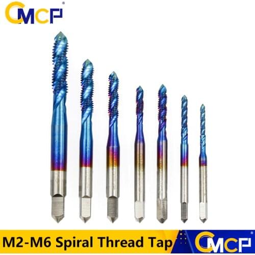1pc M2 M2.5 M3 M3.5 M4 M5 M6 Spiral Thread Tap HSS Metric Screw Tap For Metal Drilling Nano Blue Coated Tap Drill