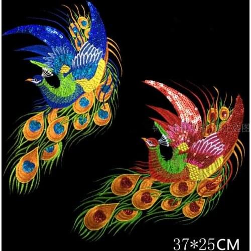 1Piece Phoenix Embroidered Patch Applique Fabric Clothing Apparel Sewing Fabric Patches for Women Dress Clothes