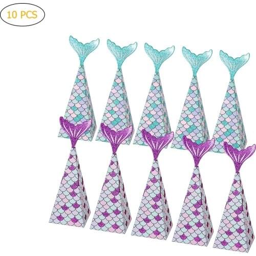 10pcs Under The Sea Party Candy Boxes Little Mermaid Party Supplies Theme Mermaid DIY Gift Box For Kids Birthday Favor