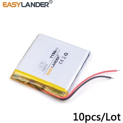 10pcs /Lot 504553 1150mAh 3.7v lithium Li ion polymer rechargeable battery MP3 4 5 navigation instruments and other common PSP
