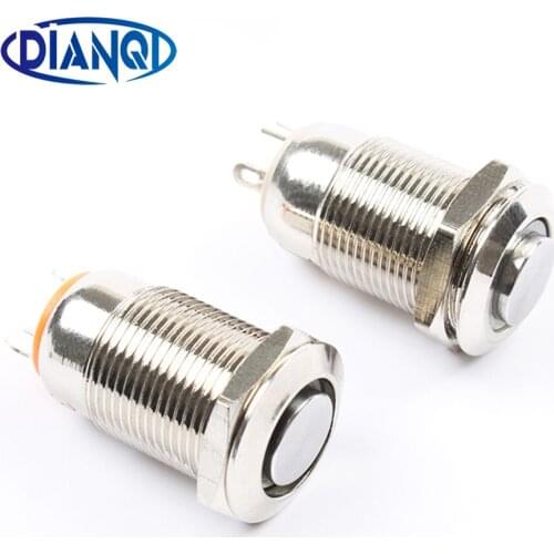 12mm High Round Waterproof latching Metal Push Button Switch LED Light Shine Car Horn Auto Reset self-locking 12GTHX.S 3V 5V 6V