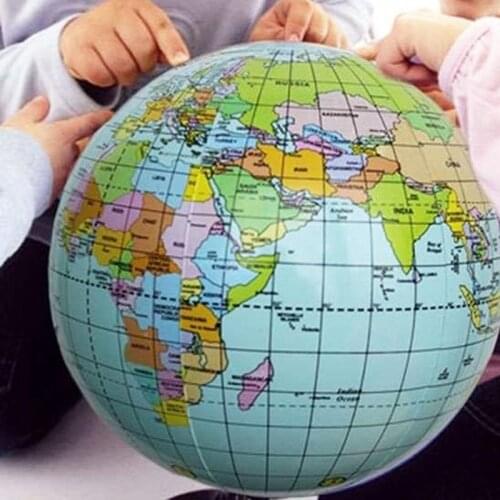 38cm Inflatable World Globe Earth Map Geography Ball Aid Toy English Version Teaching Tools Childrens Cognitive Development Toy