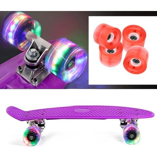 4Pcs LED Light Up Skateboard Wheel Cruiser Longboard Glow Flash at Night Outdoor Retro Skate Board Wheel Truck Bearings