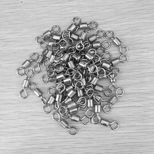 50pcs Fishing Barrel Bearing Rolling Swivel Solid Ring Lures Connector Fishing Ball Bearing Barrel Fishing Tackle Accessories