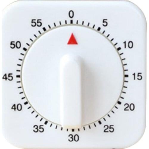 60 Minutes Kitchen Timer Count Down Alarm Reminder White Square Mechanical Timer for Kitchen C66