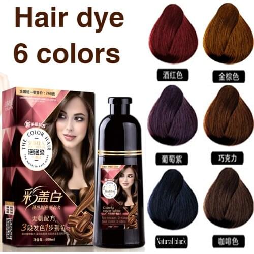 500ml Hair dye 6 colors Natural plant hair dye covering gray hair Shampoo Permanent No side effects Quick color Hair Cream