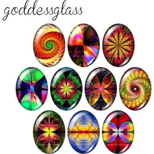 Beauty Abstract Patterns 10pcs mixed 13x18mm/18x25mm/30x40mm Oval photo glass cabochon demo flat back Making findings TB0087