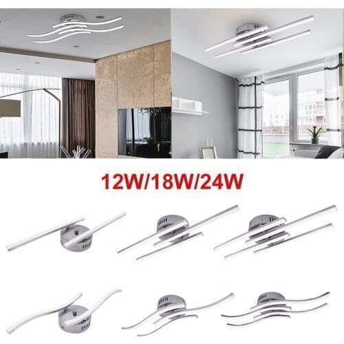 AC85-265V Modern Ceiling Lamp 12W 18W 24W Wave Parallel Aluminium Ceiling Light for Bar Restaurant Dedroom Living Room Decor