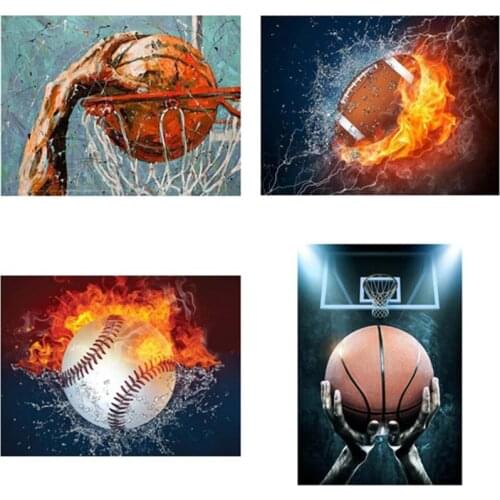 DIY 5D Full Round Basketball Lover Adults Cross Stitch Crystal Rhinestone Embroidery Diamond Painting Wall Decoration XN1084