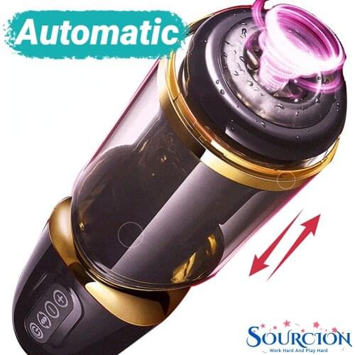 Sourcion Automatic Telescopic Rotation Male Masturbator Cup Intelligent Heating Real Vagina Massage Blowjob Machine Handsfree