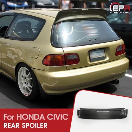 Car Accessories For Honda Civic EG Carbon Fiber BYS Type Rear Spoiler Glossy Fibre Trunk Wing Lip JDM Racing Boot Body Kit Trim