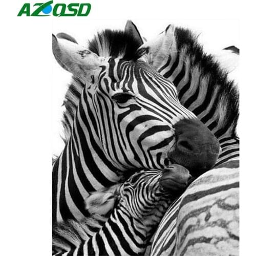 AZQSD DIY 5D Diamond Embroidery Mosaic Black White Zebra Handmade Gift Diamond Painting Animal Full Square Decoration