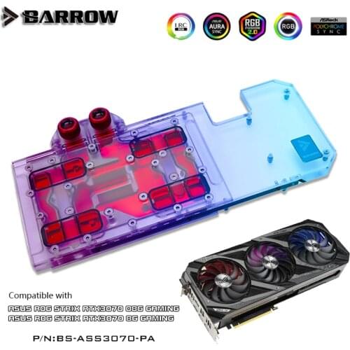 Barrow VGA Cooler For ASUS ROG STRIX RTX 3070 Graphics Card GPU Block, 5V DRGB SYNC, BS-ASS3070-PA