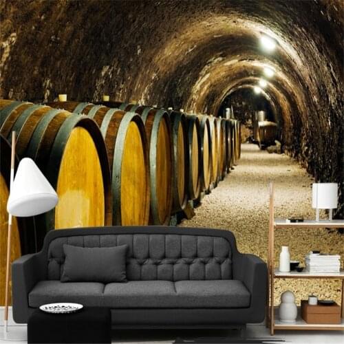 Beibehang Bar Lounge KTV large mural personalized silk cloth wallpaper British retro cask wine cellar wallpaper papel de parede