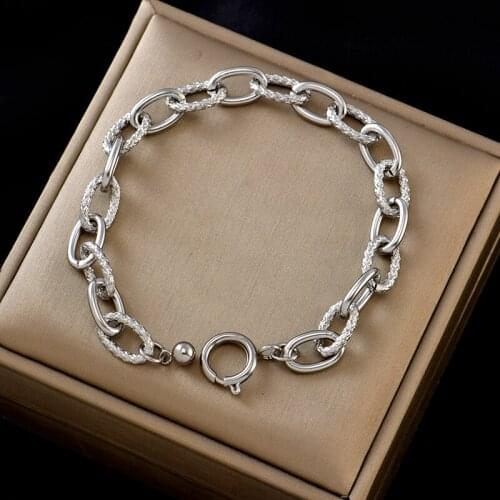 Punk Style 316L Stainless Steel No fading Adjustable Length Thick Chain Bracelets Simple Hip-Hop Trend Bangles Womens Gift