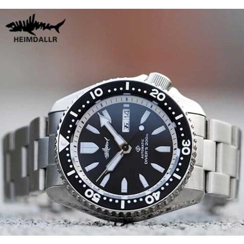 HEIMDALLR SKX007 Mens Mechanical Watch NH36A Sapphire Crystal Automatic BGW9 Luminous Ceramic Bezel Diver Watch 200m Waterproof