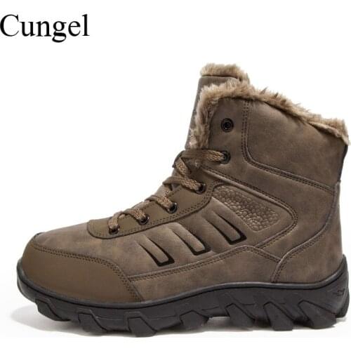 Cungel Sneakers men Winter Outdoor Hiking shoes Trekking Warm boots Anti-skid waterproof boots Mountain climbing Plus size