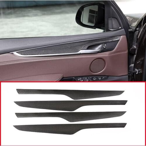 For BMW X5 F15 X6 2014 2015 2016 2017 2018 real carbon fiber interior door trim panel cover trim auto parts
