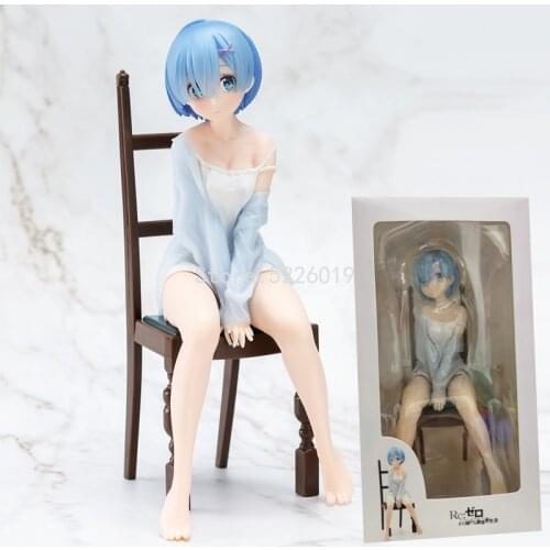20cm Relax Rem Pajamas Figure Re ZERO Starting Life in Another World Rem Anime Figure Rem Ppajamas Chair Action Figure Toys