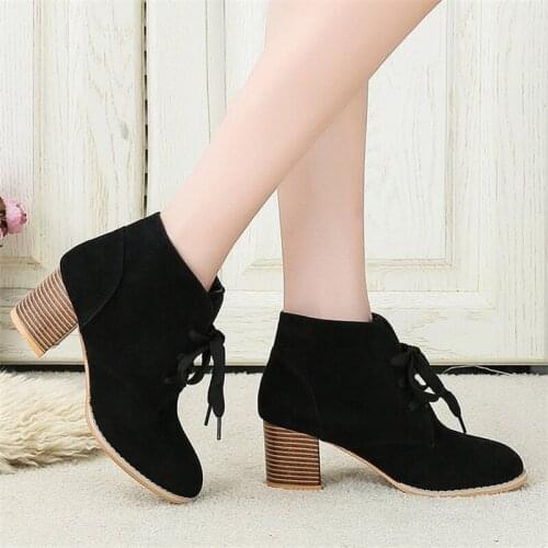 Gothic Autumn Low Heel Lace-Up Cowboy Short Boot Retro Motorcycle Boots Womens Leather Ankle Boots Pointed suede Riding shoes