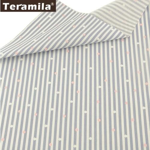 Teramila Cotton Fabric High Quality Soft Quilting Material Dense Light Grey Strips Designs Twill Fat Quarter Patchwrok Clothes