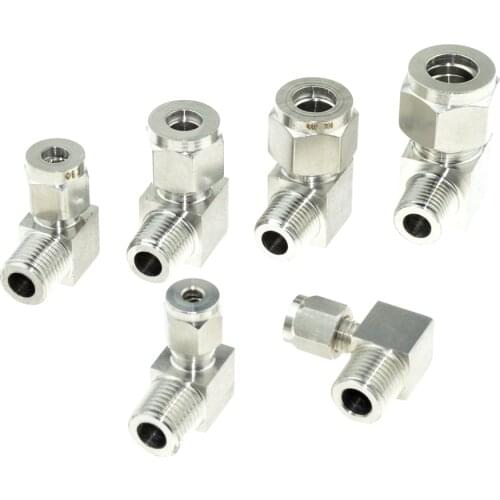 Elbow 1/4" PT NPT Male Thread 6mm 8mm 12mm 1/4" Inch Pipe Double Ferrule Tube Compression Fitting Connector Stainless Steel 304