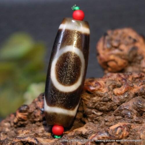 Power Energy Tibetan Old Agate 2 Eye 2 Layer Mountain Peak dZi Bead Amulet AAA ZY Timestown UPD519A17