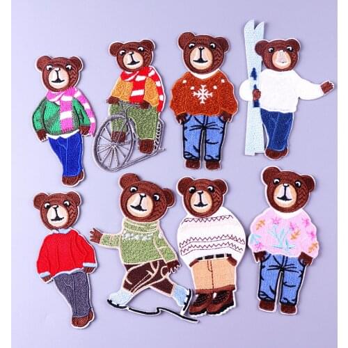 Cartoon Bear Adhesive Stick-on Patch Embroidery Patches On Clothes Patches For Clothing Badge Sewing Patch For Clothing Stickers