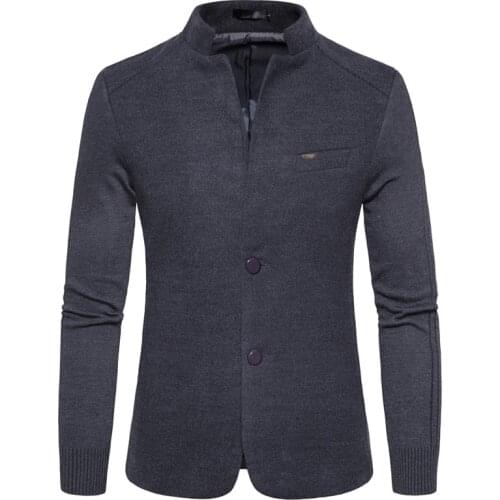 2020 New Leisure Blazer Men Jackets Male Stand Collar Male Blazers Slim Fit Mens Blazer Gray Jacket Men