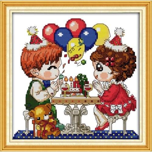 Happy birthday cross stitch kit 14ct 11ct count print canvas stitches embroidery DIY handmade needlework plus