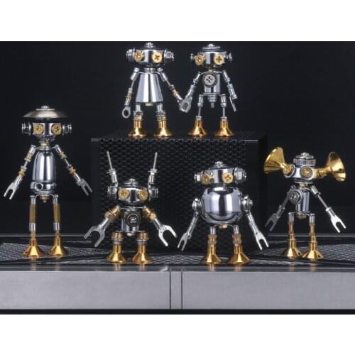 6Pcs DIY Small Alien Mecha Figure Series Metal Model Building Kit 3D Assembly Puzzel Toy