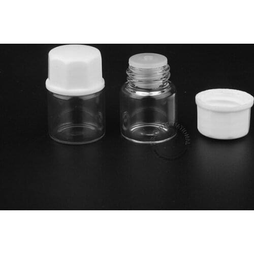 New Arrival 1ml Clear Glass Bottle With White Lid 1cc Perfume Display Vials Sample Glassware Packaging 100pcs Free Shipping