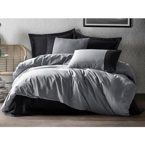 Cottonbox Plain Double Personality Duvet cover Gray Black