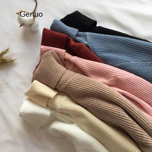 Autumn Winter Thick Sweater Women Knitted Ribbed Pullover Sweater Long Sleeve Turtleneck Slim Jumper Soft Warm Pull Femme