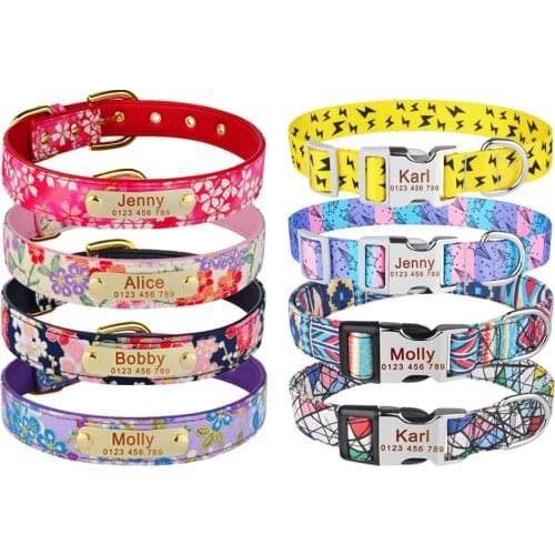 Custom Nylon Collar Pet Collars Adjustable Puppy Medium Large Dogs ID Personalized Dog Cat Tag Free Engraved Name Dogs Collars