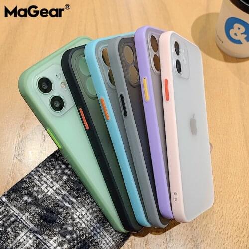 Simple Matte Thin Soft Bumper Case for iPhone 11 Pro XR X XS Max 12 Mini 8 7 Plus Lens Protection Shockproof Clear Cases Cover