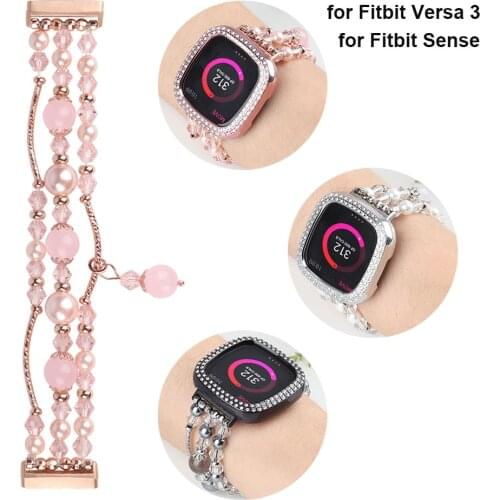 Jewelty Band for Fitbit Sense for Women Girl Replacement Luxury Elastic Strap Wristband for Fitbit Versa 3 Smart Watch Watchband