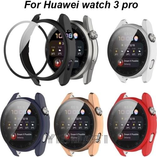 Glass + Case for Huawei watch 3 Pro Smart Bracelet PC Protective Case Replacement Cover with Glass Screen Protector