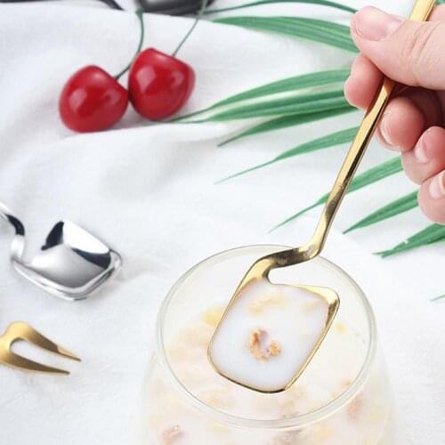 Flatware Coffeespoon Flatware Mirror Polishing Hanging Wall Stainless Steel Long Handle Cake Fork Ice Cream Spoon for Home