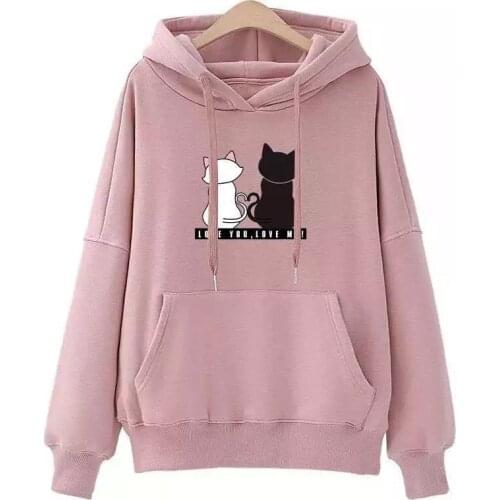 Streetwear Hoodies Women Sweatshirt Autumn Long Sleeve Hoodies Harajuku Hoodie Cute Cat Print Sweatshirt Women Sudadera Mujer
