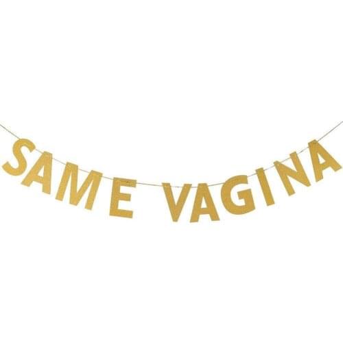 Bachelor Party alphabet Decoration Glitter Powder SAME VAGINA FOREVER Golden Letter Hang Tag Car Sticker