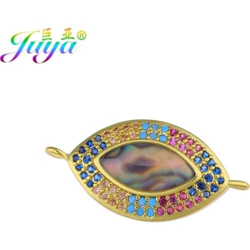 Juya Colorful Crystals Shell Opal Jewelry Charms Greek Evil Eye Connectors Accessories For Women Men Needlework Jewelry Making