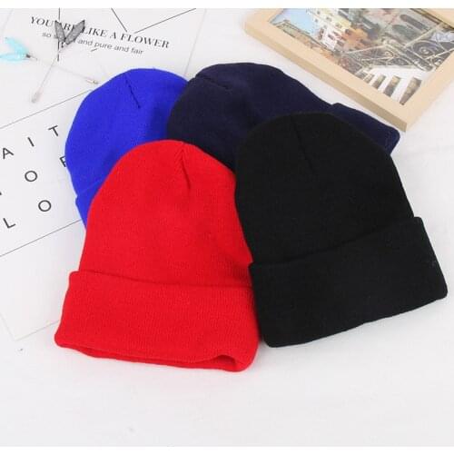 Women and Men Fluorescent Yellow Green Beanie Unisex Fashion Solid Knitted Winter Hats For Female Outdoor Beany