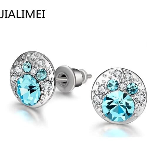 2016 High quality New arrival JIALIMEI brand fashion Jewelry Gold Color earring with zircon for women gift E047-B