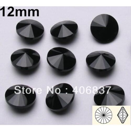 200pcs/Lot, 12mm Black Crystal Rivoli Stones, Free Shipping! Chinese Top Quality Crystal Rivoli