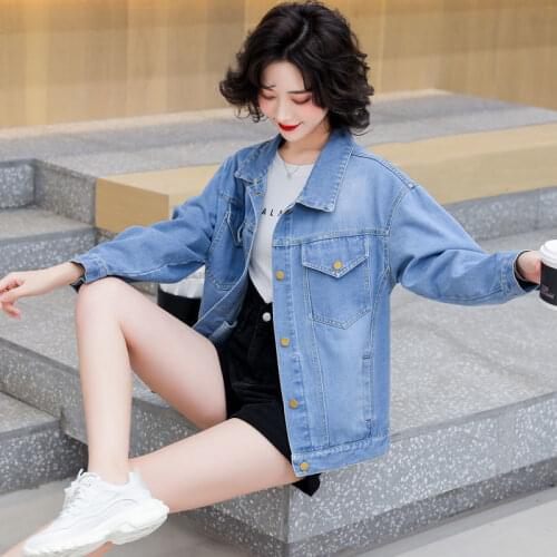 2021 Spring And Denim Jacket Female Fat MM Autumn Wild Plus Size Cowboy Coat Women Slim Long-Sleeved Jeans Jackets Ladies A208