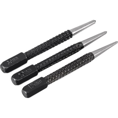 3pcs Non Slip Center Punch Set 3/32" High-carbon Steel Center Punch For Alloy Steel Metal Wood Drilling Tool