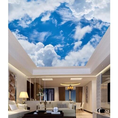 Customize 3d ceiling wallpaper Blue sky and white clouds ceiling wallpaper wallpaper art mural home decor
